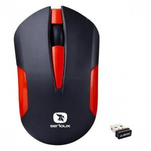 Mouse Serioux wireless, Drago 300, 1000dpi, rosu, baterie AA inclusa, receptor nano, blister, USB