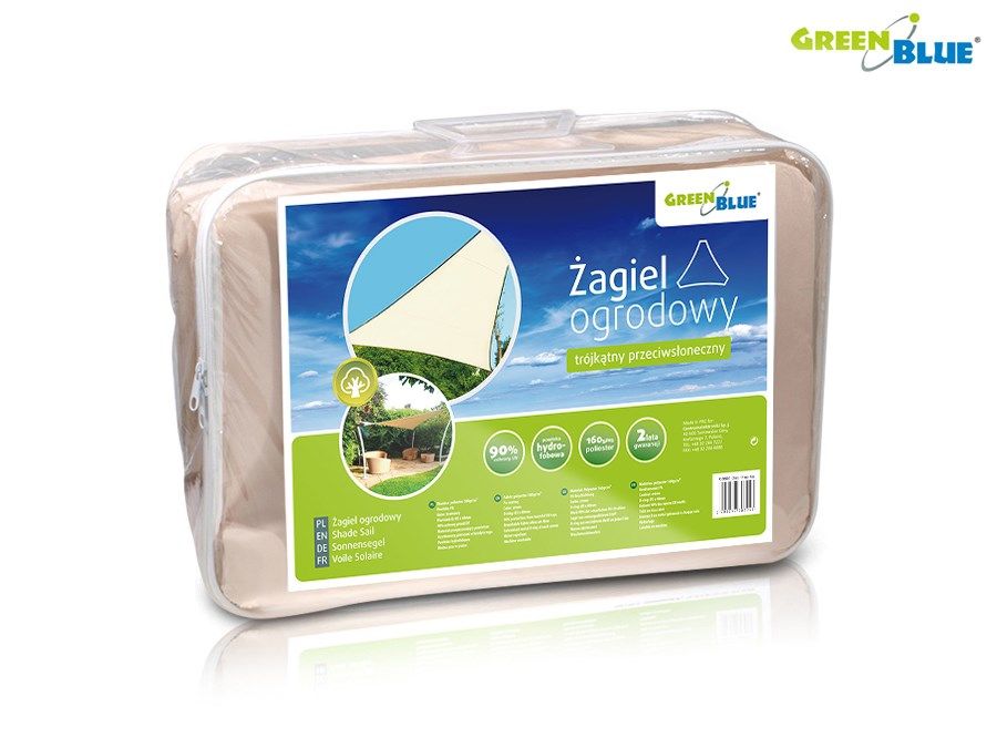 UV shader garden sail GreenBlue  polyester  3.6m triangle  cream  water-repellent surface  GB500