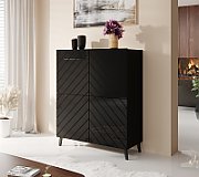 Shelving unit ABETO 100.5 x 40 x 121.5 cm black/gloss black