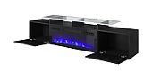 RTV cabinet ROVA with electric fireplace 190x37x48 cm black/black gloss