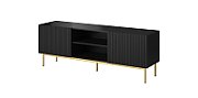 PAFOS RTV cabinet on golden steel frame 150x40x60 cm matte black