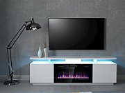 RTV EVA cabinet with electric fireplace 180x40x52 cm white/gloss white