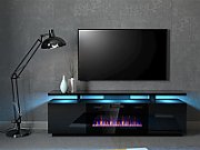 RTV EVA cabinet with electric fireplace 180x40x52 cm black/gloss black