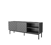ABETO RTV cabinet on black steel frame 150x42x60 cm graphite/glossy graphite