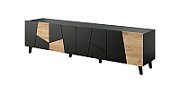 RTV cabinet ETNA 200x42x52 black matt + oak craft