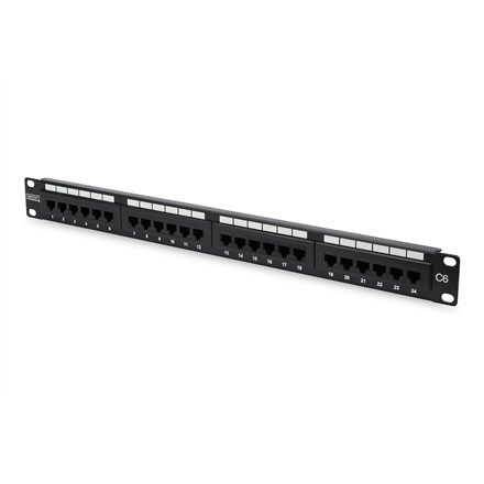 Digitus | Patch Panel | DN-91624U | Black | Category: CAT 6 Ports: 24 x RJ45 Retention strength: 7.7 kg Insertion force: 30N max | 48.2 x 4.4 x 10.9 cm