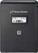 UPS PowerWalker VI 2000 LCD, 2000 VA, 1200 W, cu management, line-interactive, 2x Schuko, 2x C13, 1x C14, 1x RJ45, 12V/9Ah LCD, Tower, Negru