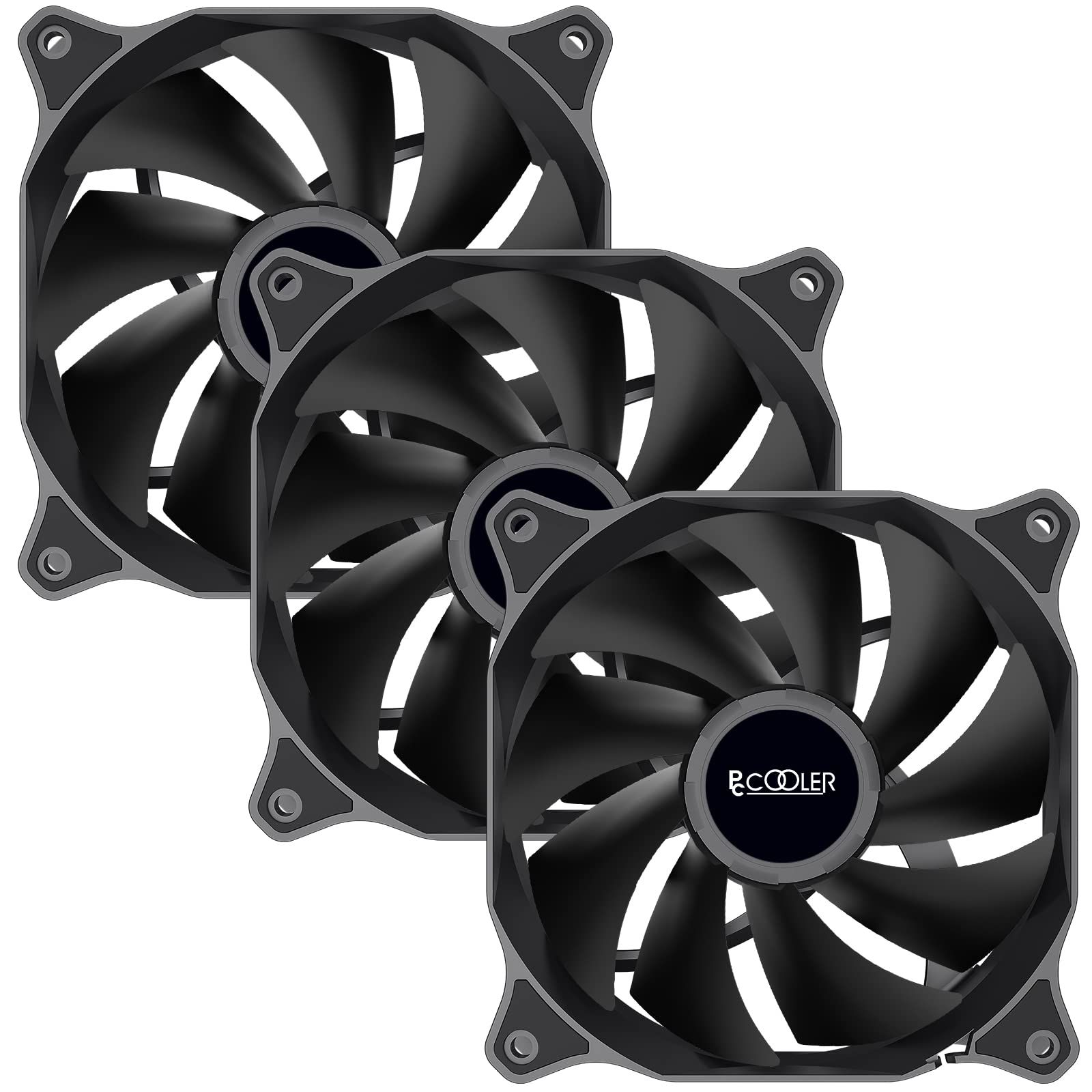 Set 3 ventilatoare PCCooler  DN 80 , 80mm, 1400 RPM, hydraulic bearing, 18.21 cfm, , 3-pin, negru,  DN 80 BK 3 IN 1 