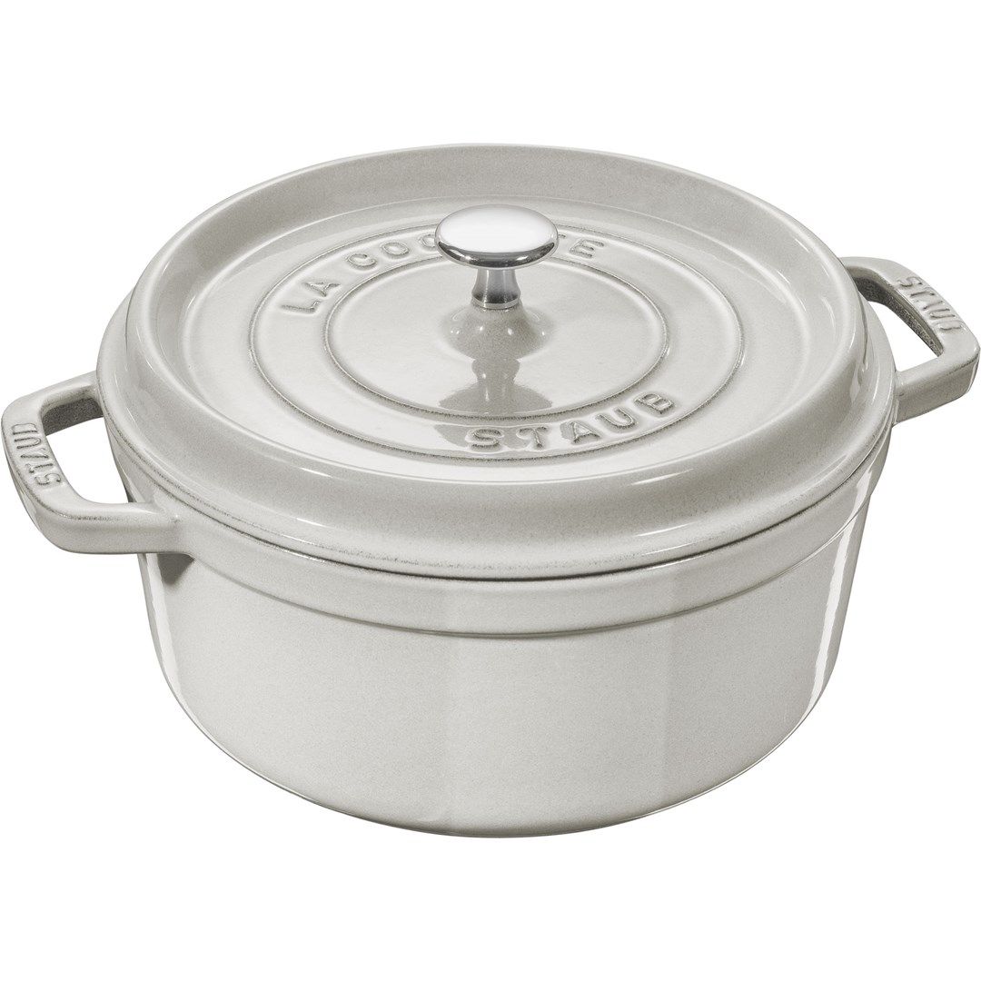 Staub Round Cast Iron Pot - 2.2 ltr  White Truffle