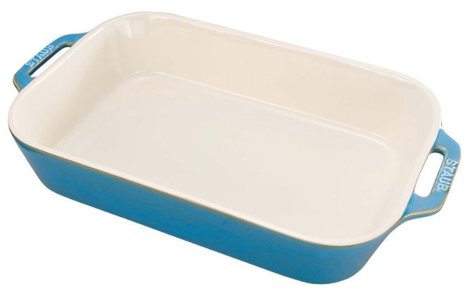 Set of 3 rectangular Staub ceramic platters - Antique turquoise