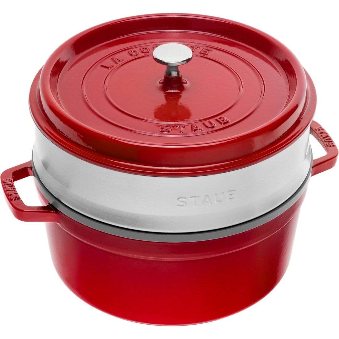 Round cast iron pot with Staub insert - 3.8 ltr  Red