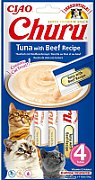 INABA Churu Tuna with Beef Recipe - cat treats - 4x14 g