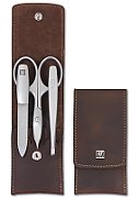 Zwilling Twinox Travel Set - Brown Leather Case  3 Pieces - Brown