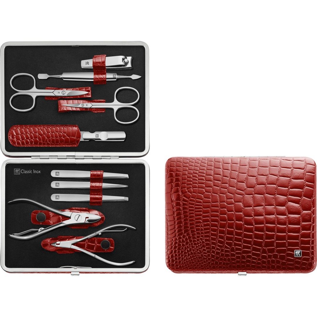Zwilling Classic Inox Manicure Set – Leather Case  10 Pieces - Red