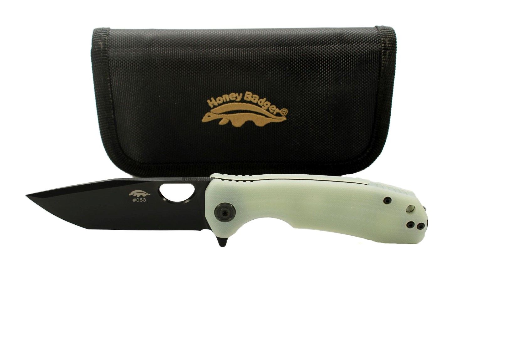 Honey Badger Tanto Medium Black DLC Jade Knife