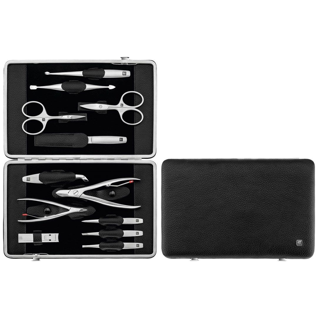 Zwilling Twinox Manicure Set - Black Leather Case  12 Pieces - Black
