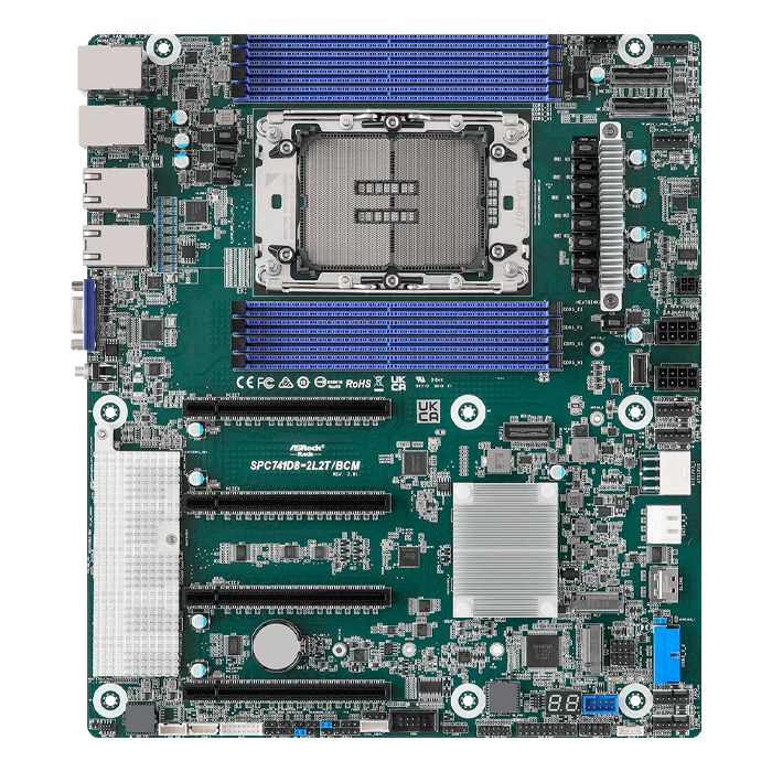 Płyta główna ASRock SPC741D8-2L2T/BCM 1x LGA4677 Intel Xeon Scalable 4/5gen C741 (8xDIMM  NVMe  2x10GbE  2xGbE  IPMI)