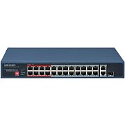 Hikvision Switch Hikvision DS-3E0326P-E/M(C) 24 Port Fast Ethernet Unmanaged POE Switch Intelligent PoE Management When the power supply exceeds the limit, PoE ports intelligently manage the power supply, which extends the switch lifetime. Up to 300 m Long Range PoE Transmission The distance between IPCs and