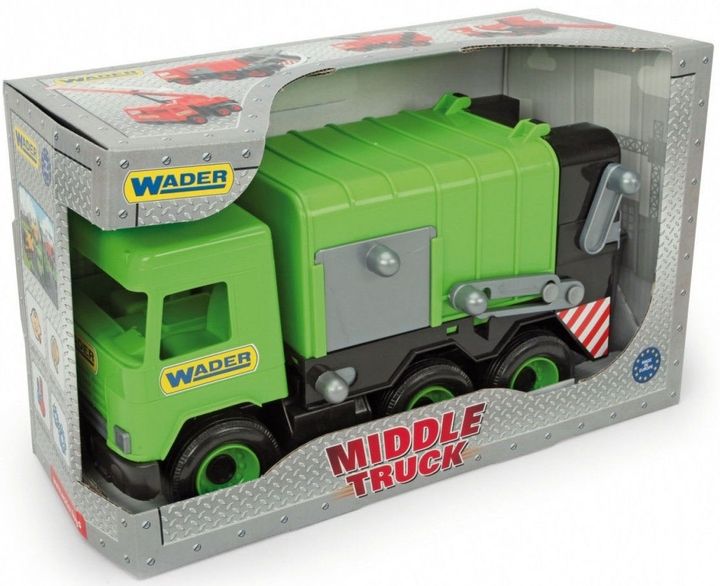 Green garbage truck Middle Truck in a cardboard box