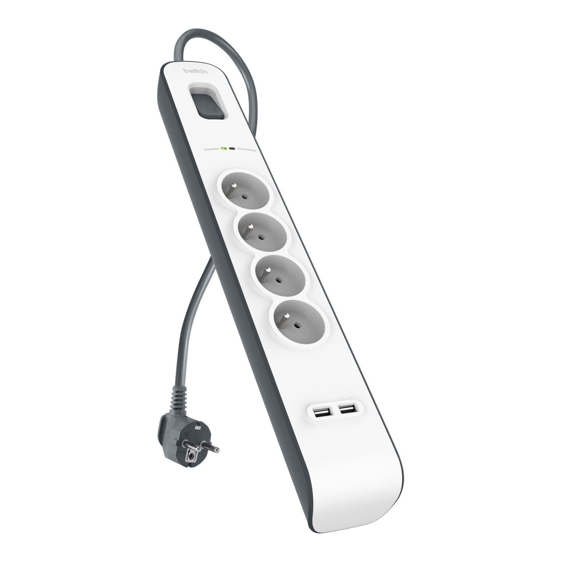 Belkin BSV401CA2M surge protector Black  White 4 AC outlet(s) 2 m
