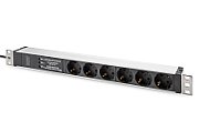 PDU Power Strip 19  Rack  6x unischuko  2.0m  1x unischuko plug  16A  tooth surge+filter