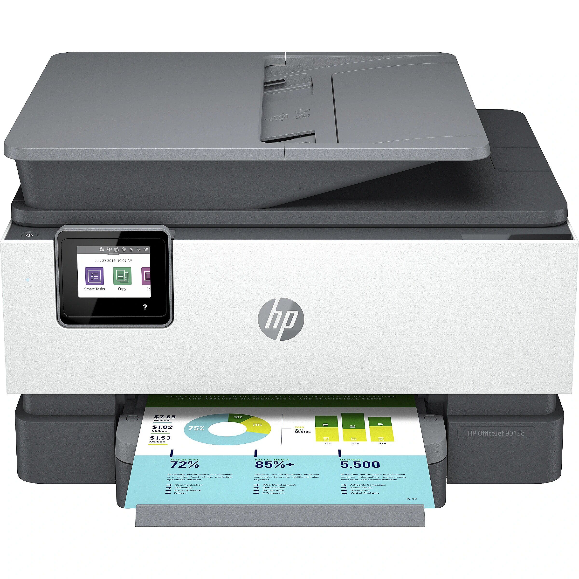 Imprimanta multifunctionala inkjet color HP Pro 9012e, A4, duplex, ADF, USB 2.0, Wi-Fi, 22 ppm negru, 18 ppm color