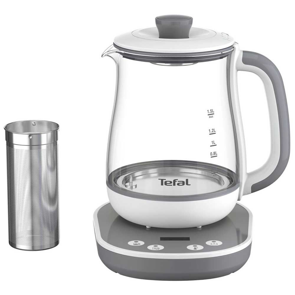 TEFAL Tastea Kettle | BJ551B10 | Tea Kettle | 1400 W | 1.5 L | Glass | 360° rotational base | Grey/White