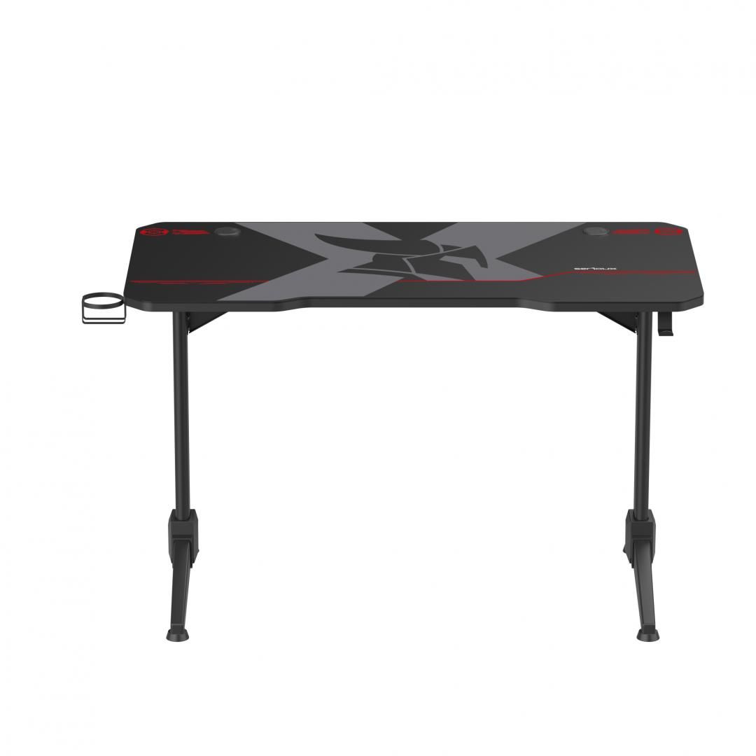 Birou gaming Serioux Catalyst,  dimensiuni: 1200x600x750mm, dimensiune blat(LxLxT): 1200x600x18mm, greutate suportata: 100 kg, inaltime: 750 mm, mouse Pad inclus, suport casti, suport cana/pahar