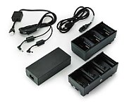 Two 3 slot battery chargers (charges 6 batteries) with power supply and Y cable ZQ600, QLn or ZQ500. UK power cord included