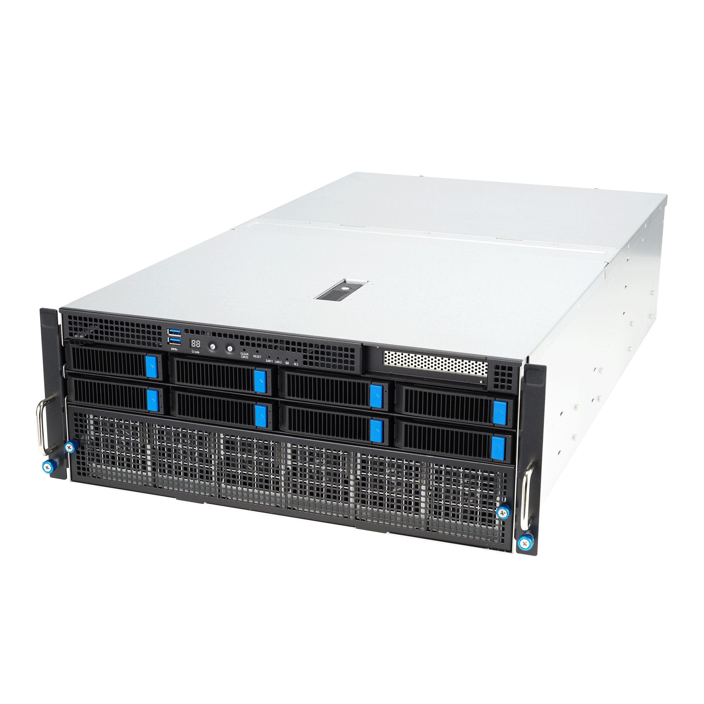 Server ASUS ESC8000A-E12, Rack 4U, fara procesor, fara memorie, fara stocare, 8 x LFF, 3 x 3000 W, Fara sistem de operare