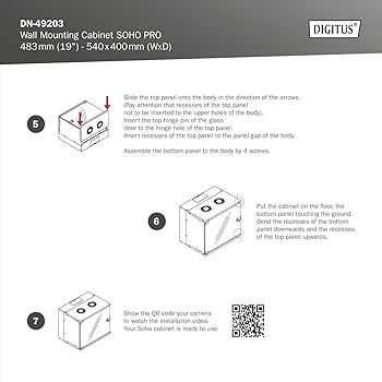 Wall-mounted network cabinet 19  7U  SOHO PRO 370 x 540 x 400 mm  door glass  black  unfolded  60kg