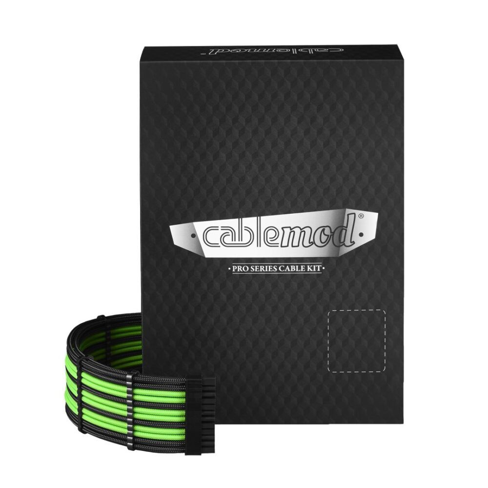 CableMod C-Series PRO ModMesh Cable Kit for RMi/RMx/RM (Black Label) - black/light green