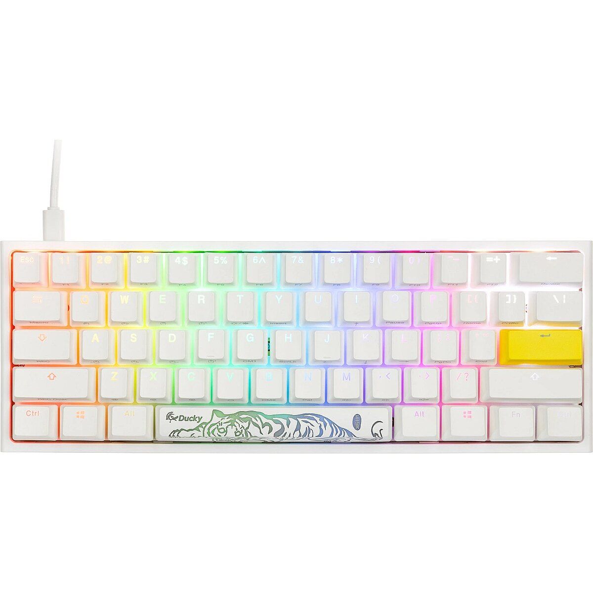 Ducky One 2 Pro Mini White Edition Gaming Tastatur  RGB LED - Cherry Silent Red (US)