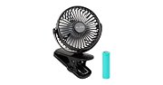 Desk fan with clip 10cm USB+battery black