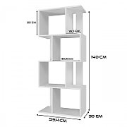 Bookcase FIESTA 4P 59.5x30x140 cm  white