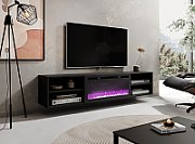 RTV cabinet POLO 180x33x39 black + fireplace black