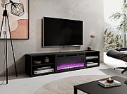 RTV cabinet POLO 180x33x39 black + fireplace black