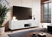 RTV Cabinet MARMO 2D1S1K 195x40x47.5 cm white matt/marble white