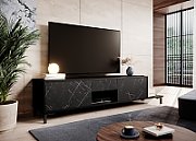 RTV cabinet MARMO 2D1S1K 195x40x47.5 cm black matt/marble black