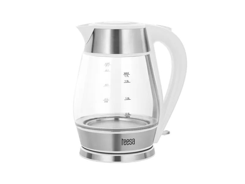 TEESA electric kettle  glass + inox  2200 W  white  1.7 L