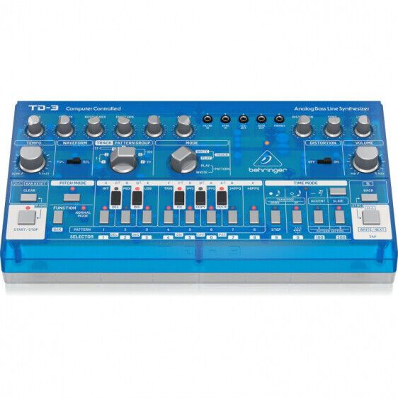 Behringer TD-3-BB Syntezator linii basowej niebieski przeźroczysty