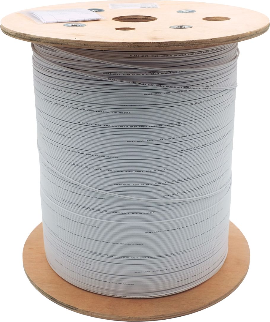 Indoor Fiber Optic Cable FTTH 2 incl. with SC connectors  SM 9/125 OS2 G57A1  B2ca  LSOH  white  1km