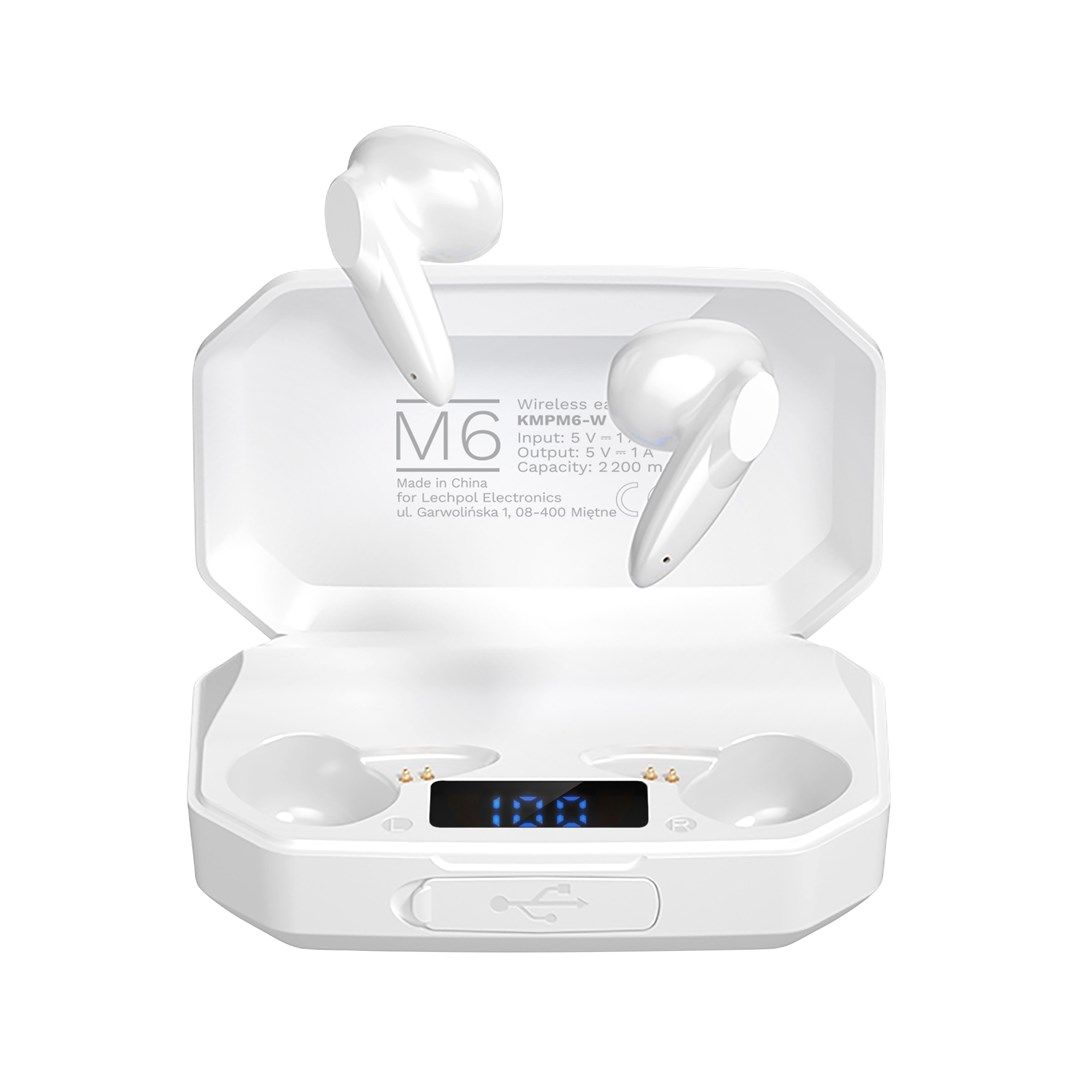 Kruger&ampMatz M6 Wireless In-Ear Headphones with Power Bank - White