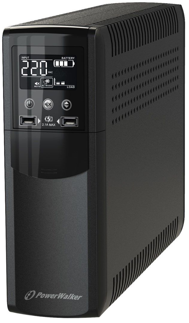 UPS PowerWalker VI 1000 CSW FR, 1000 VA, 600 W, cu management, line-interactive, 4x Schuko, 1x RJ45, 12V/9Ah LCD, Tower, Negru