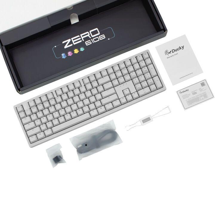 Ducky Zero 6108 Pure White Wireless Gaming Keyboard - MX2A Speed-Silver (US)