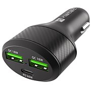 NATEC CONEY CAR CHARGER 2X USB 1X USB-C QUICK CHARGE 84W BLACK