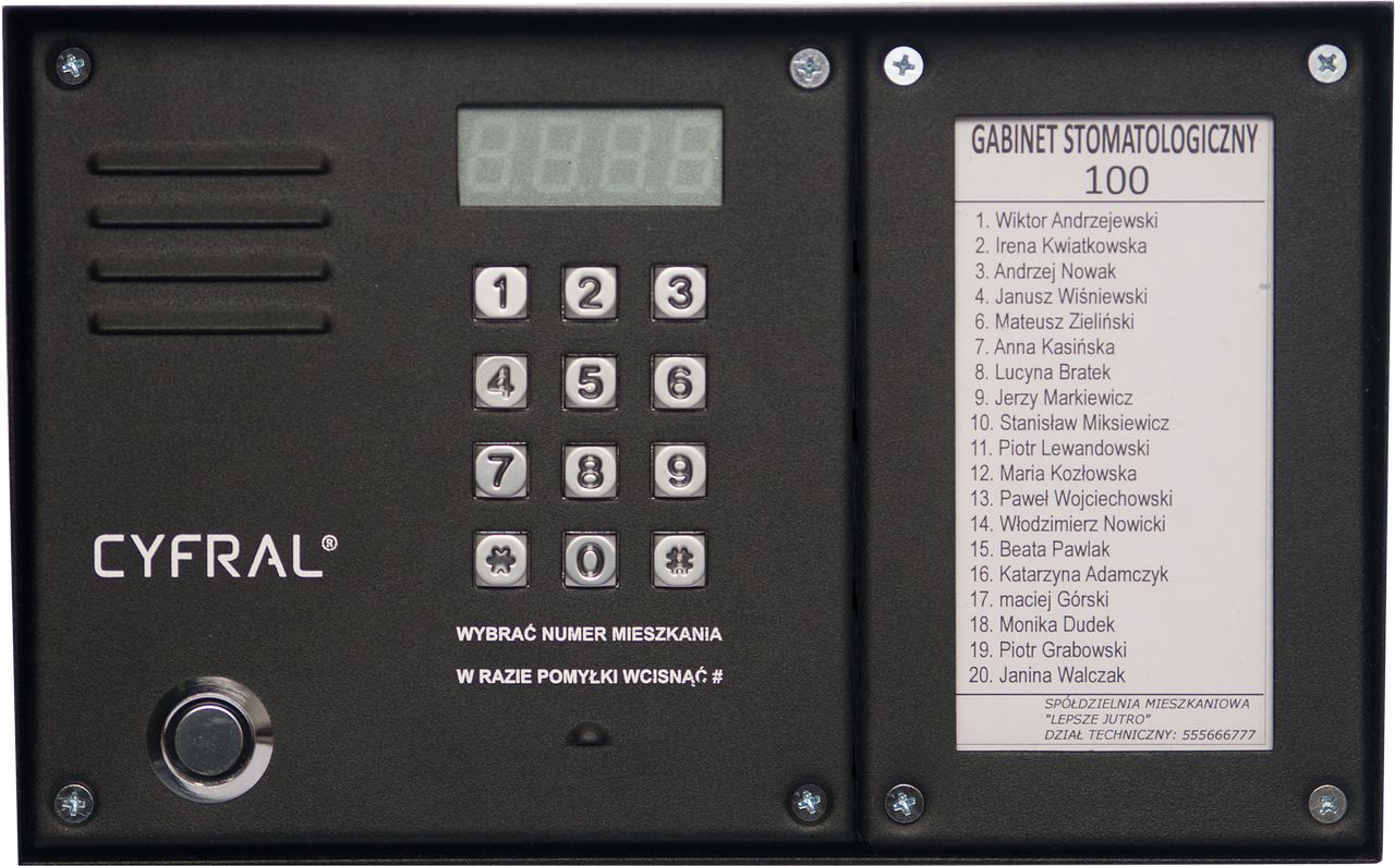 INTERCOM CYFRAL COSMO 2-TENANT BLACK