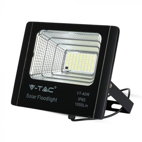 Projektor LED Solarny V-TAC 16W Czarny IP65  Pilot  Timer VT-40W 6000K 1050lm