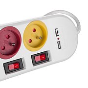 Maclean power strip  extender 4 sockets + 2xUSB  with switches  250VAC/10A  2.1A 5V  1.5m  white  MCE229 W