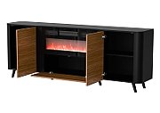 Cama Volare chest of drawers 200 x 39 x 75 cm black/walnut + fireplace